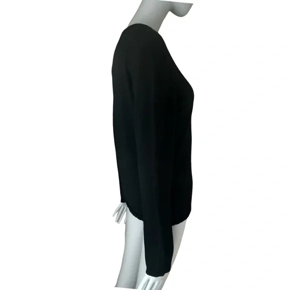 HENRI BENDEL Vintage Extra Fine Merino Wool Black V-Neck Sweater Classic Size M - Picture 9 of 13